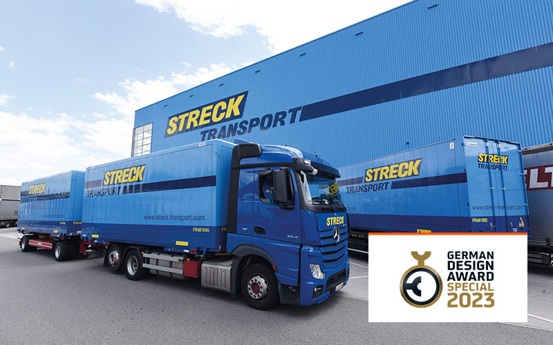 LKW´s der Firma Streck vor Logistikgebäude - Corporate Publishing Streck Transport