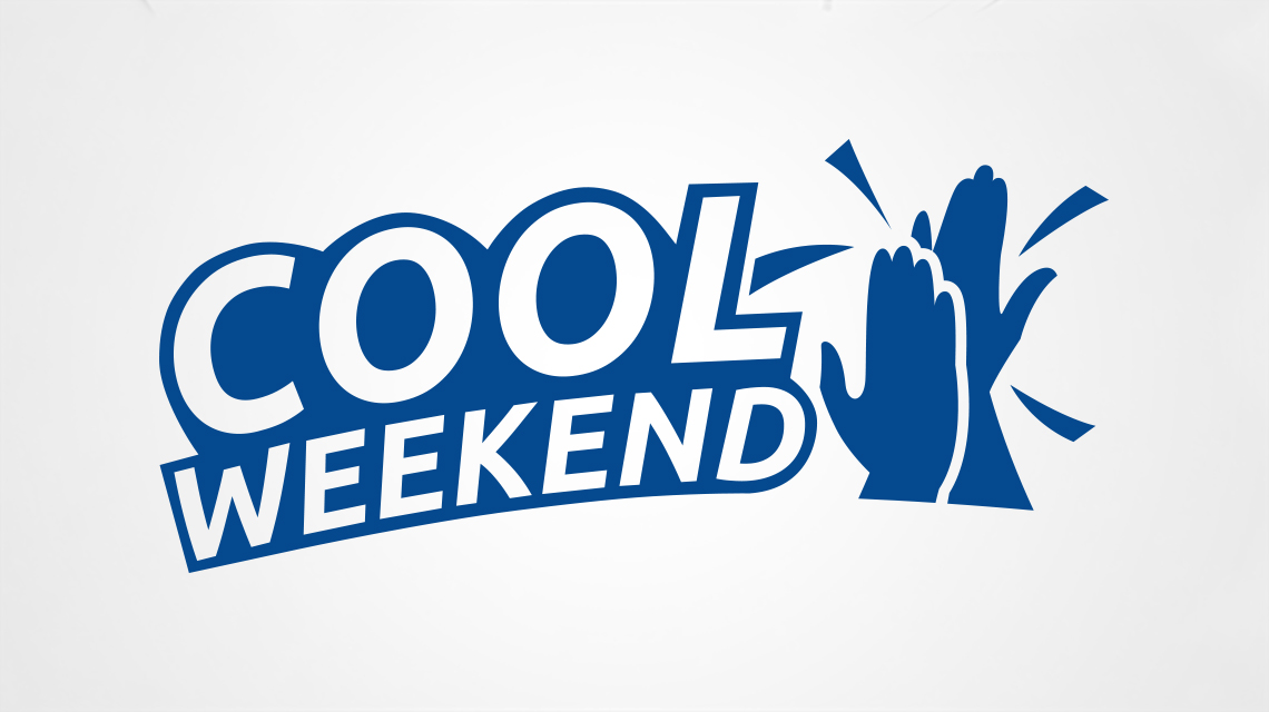 Logo Cool Weekend neu in Blau auf Grau
