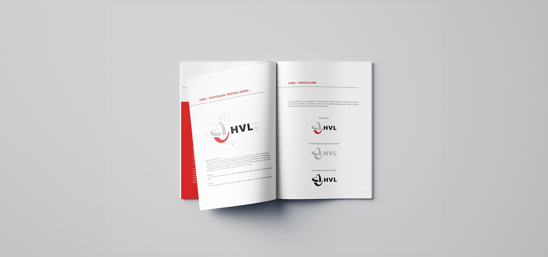 Ansicht einer Doppel-Innenseite des Styleguides von HVL