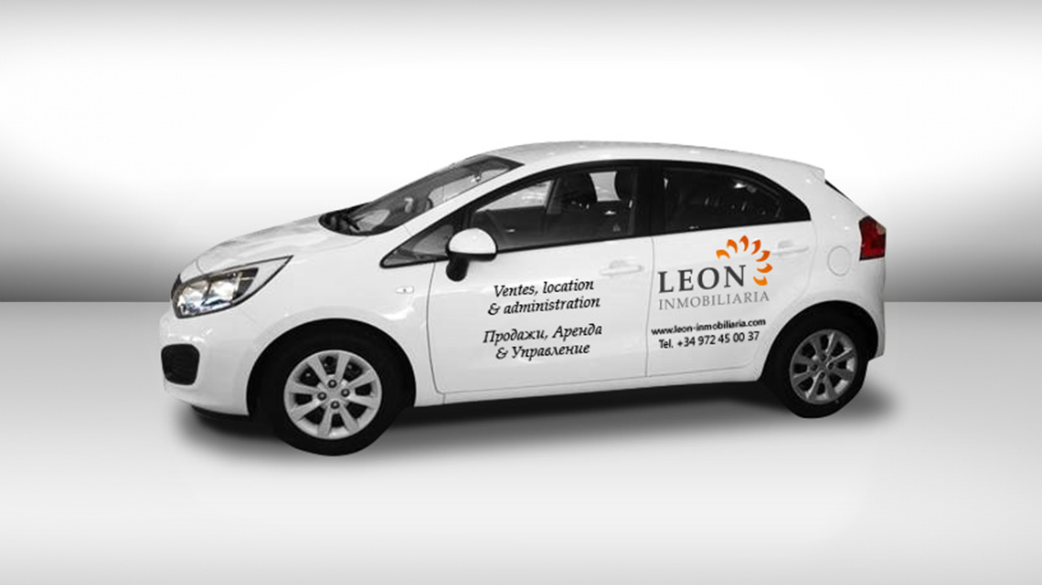Darstellung einer Fahrzeug-Beklebung für Leon Inmobilaria