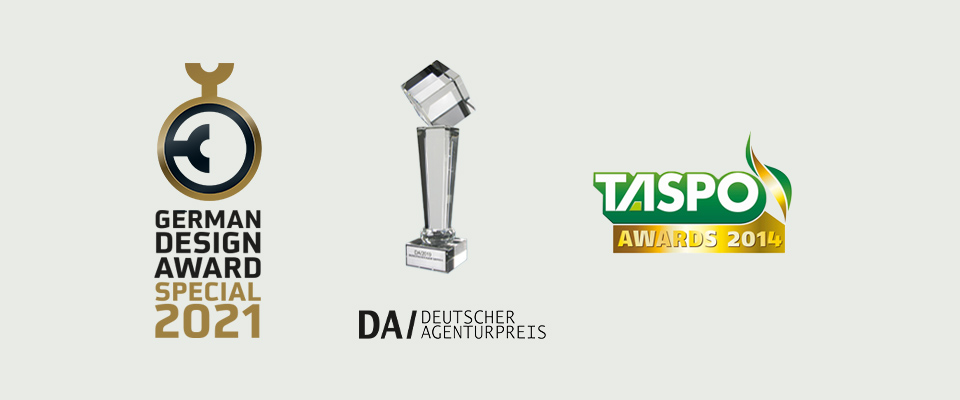 Awards Logos German Design Award Special 2021, Deutscher Agenturpreis und TASPO 2014