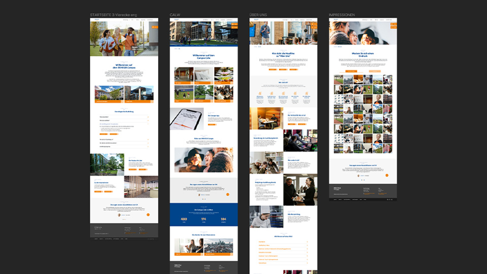 Darstellung des Layouts der Webseite des DEHOGA-Campus