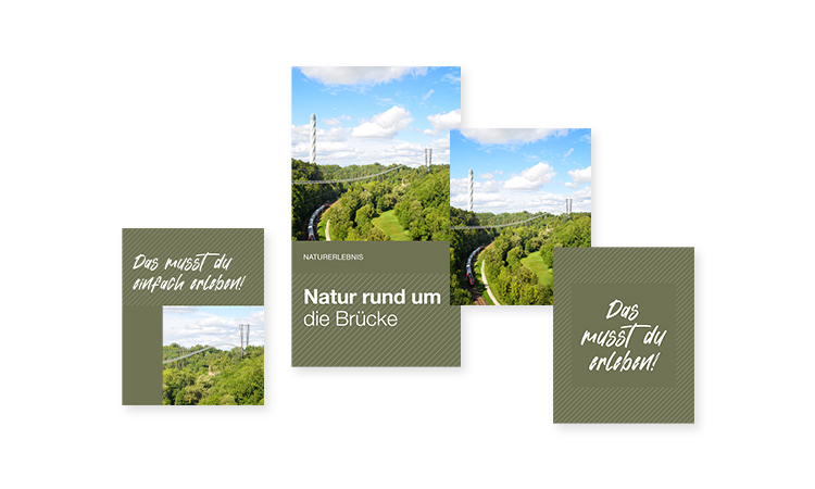 Darstellung verschiedener Social Media-Posts & -Stories der NECKARLINE.