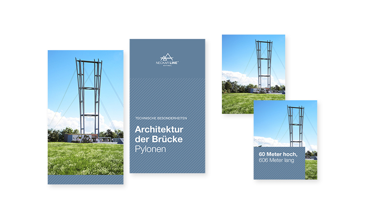 Darstellung verschiedener Social Media-Posts & -Stories der NECKARLINE.