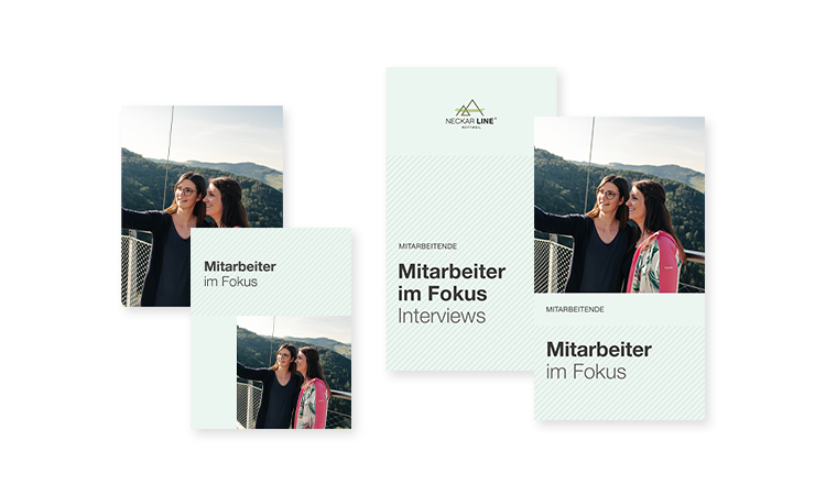 Darstellung verschiedener Social Media-Posts & -Stories der NECKARLINE.