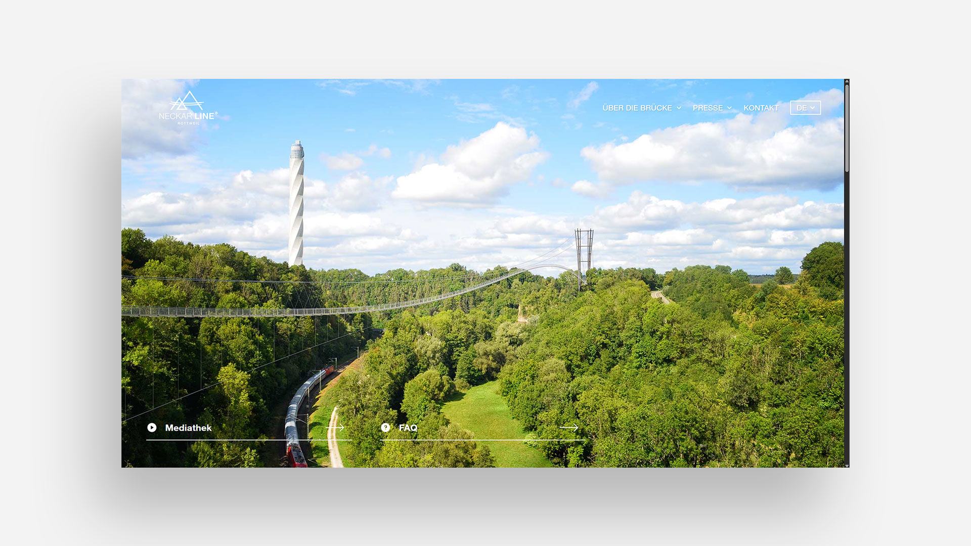 Darstellung der Startseite der Webseite der NECKARLINE.