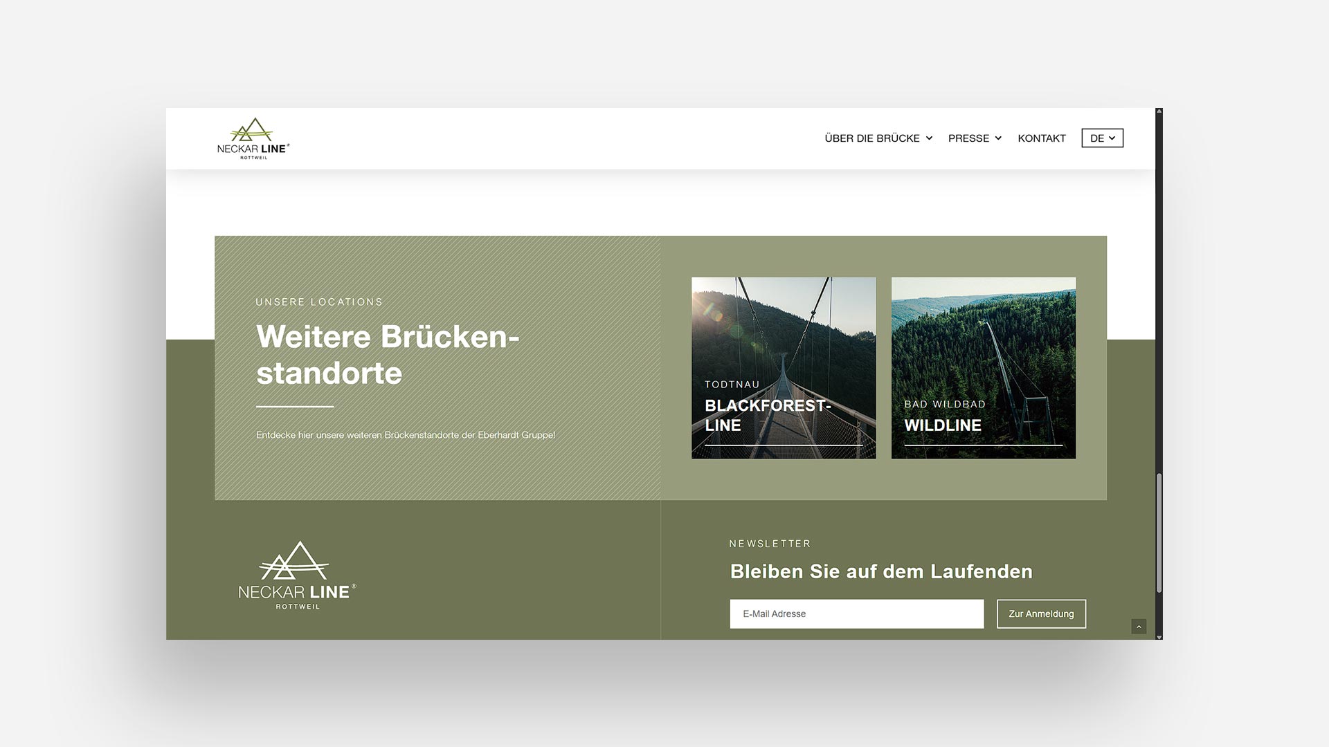 Darstellung des Footers auf der Webseite der NECKARLINE.