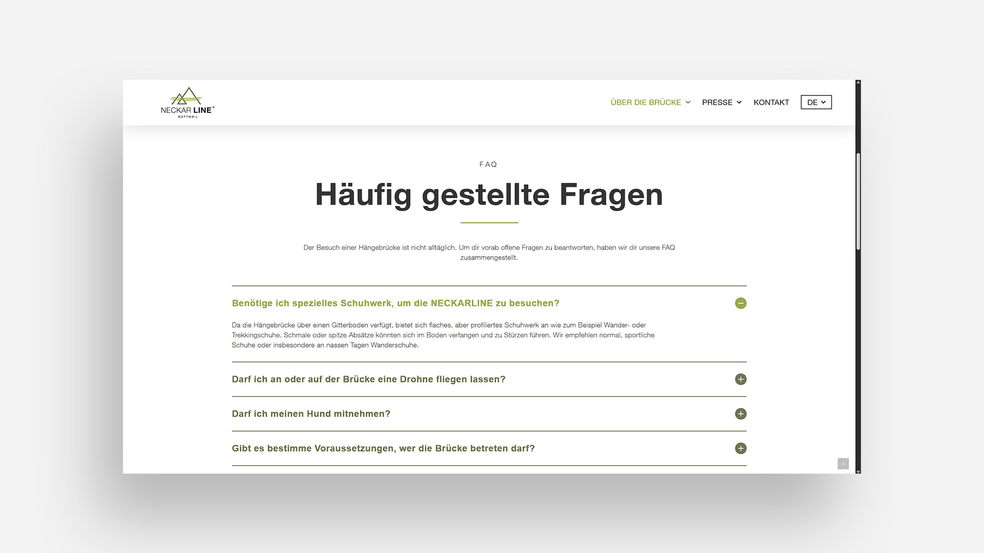 Darstellung eines Akkordeons auf der Webseite der NECKARLINE.