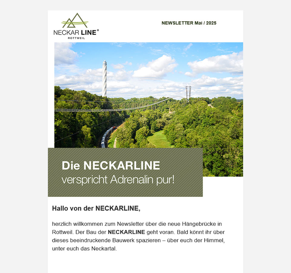 Abbildung des Newsletters der NECKARLINE.