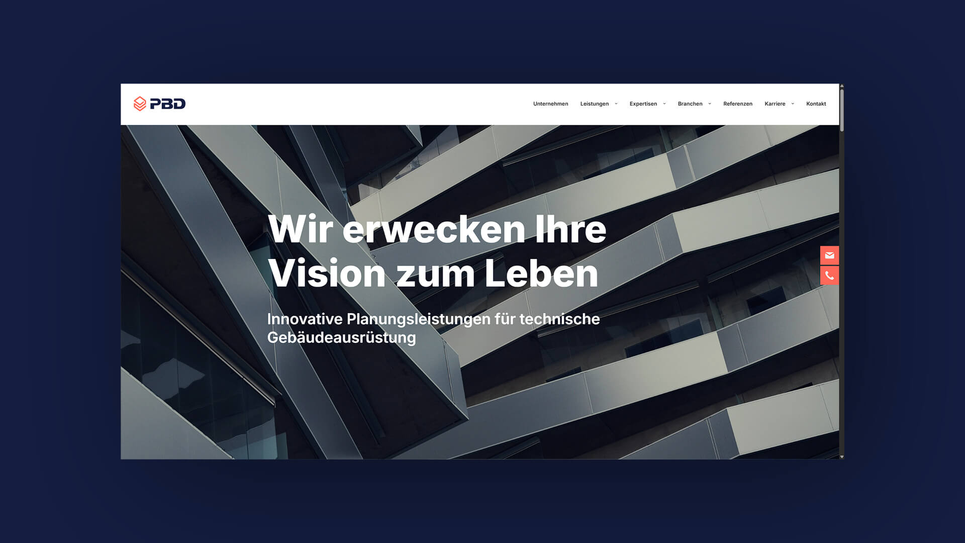 Abbildung der Webseite von PBD.