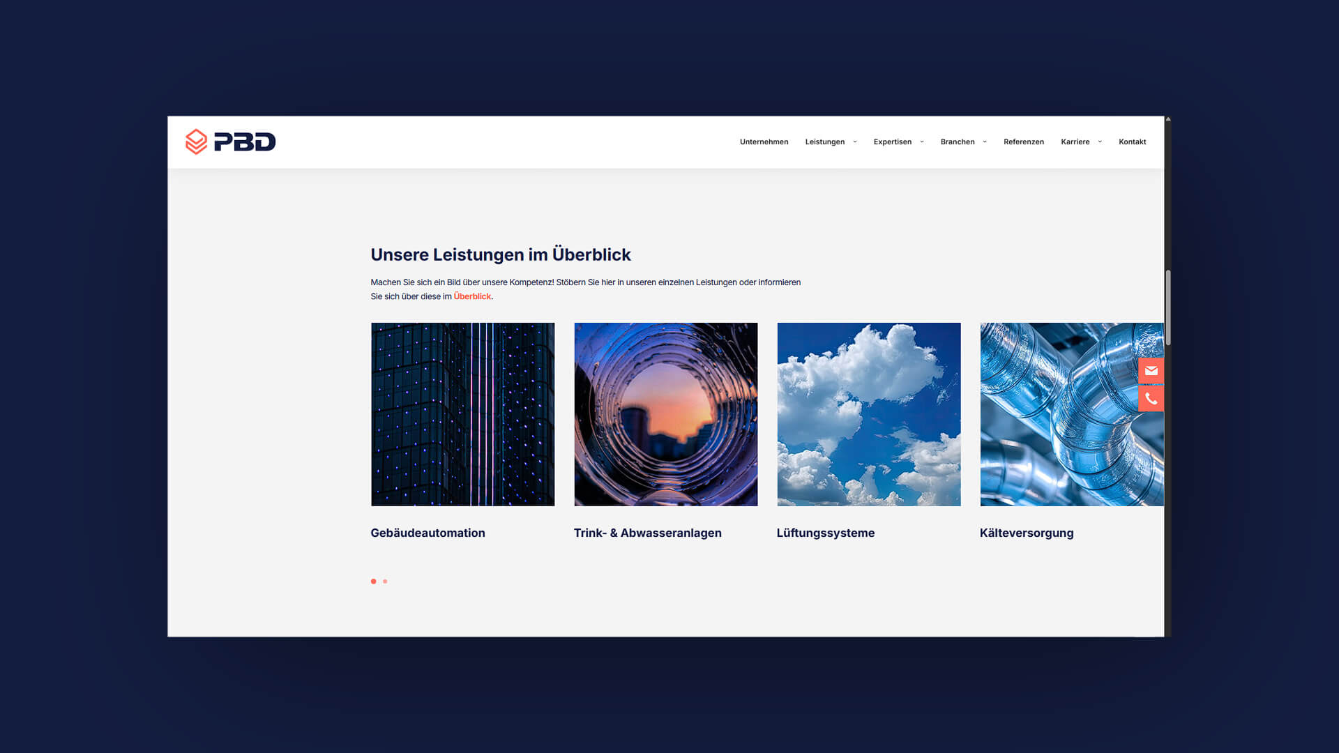Abbildung der Webseite von PBD.