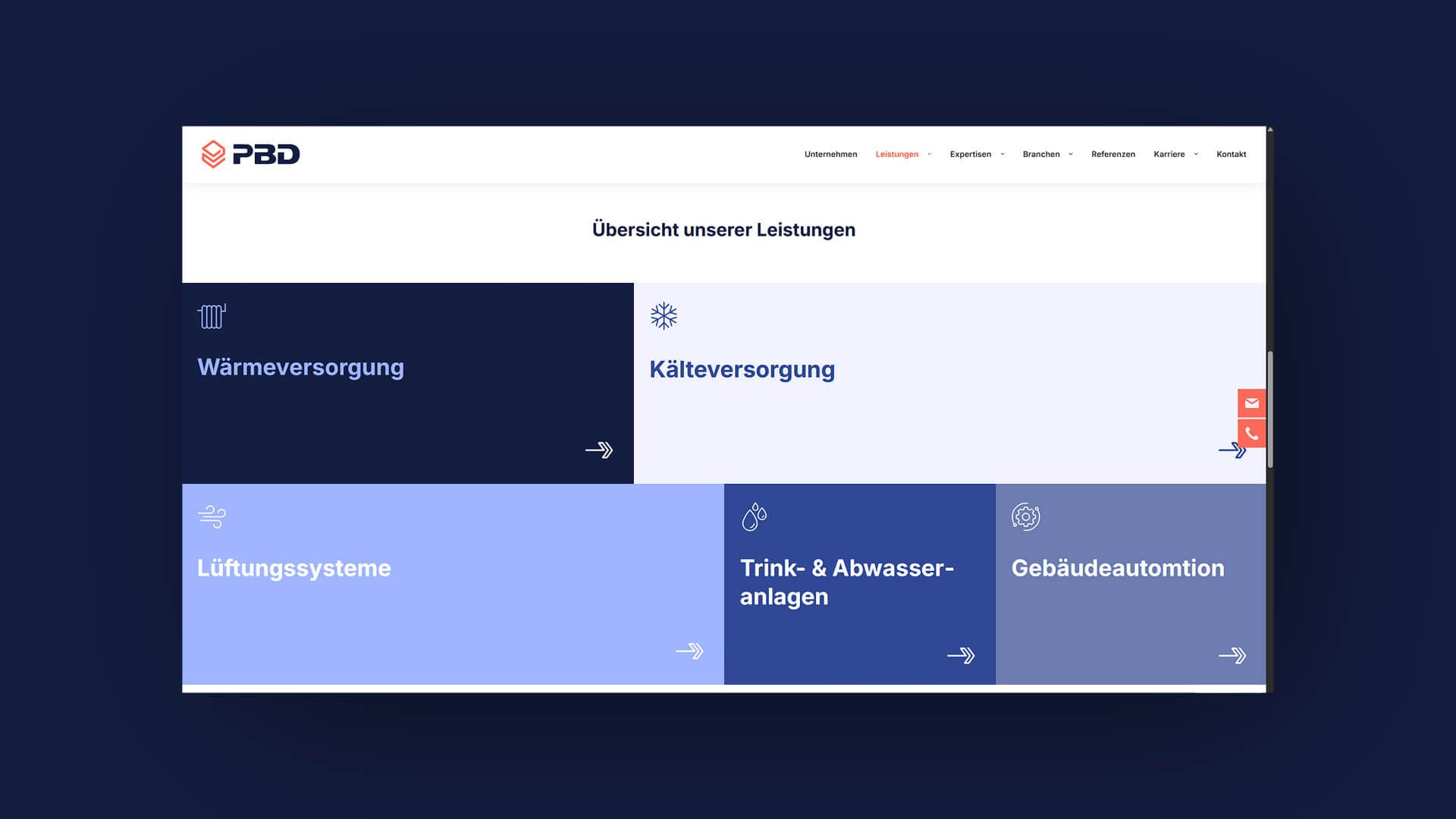 Abbildung der Webseite von PBD.