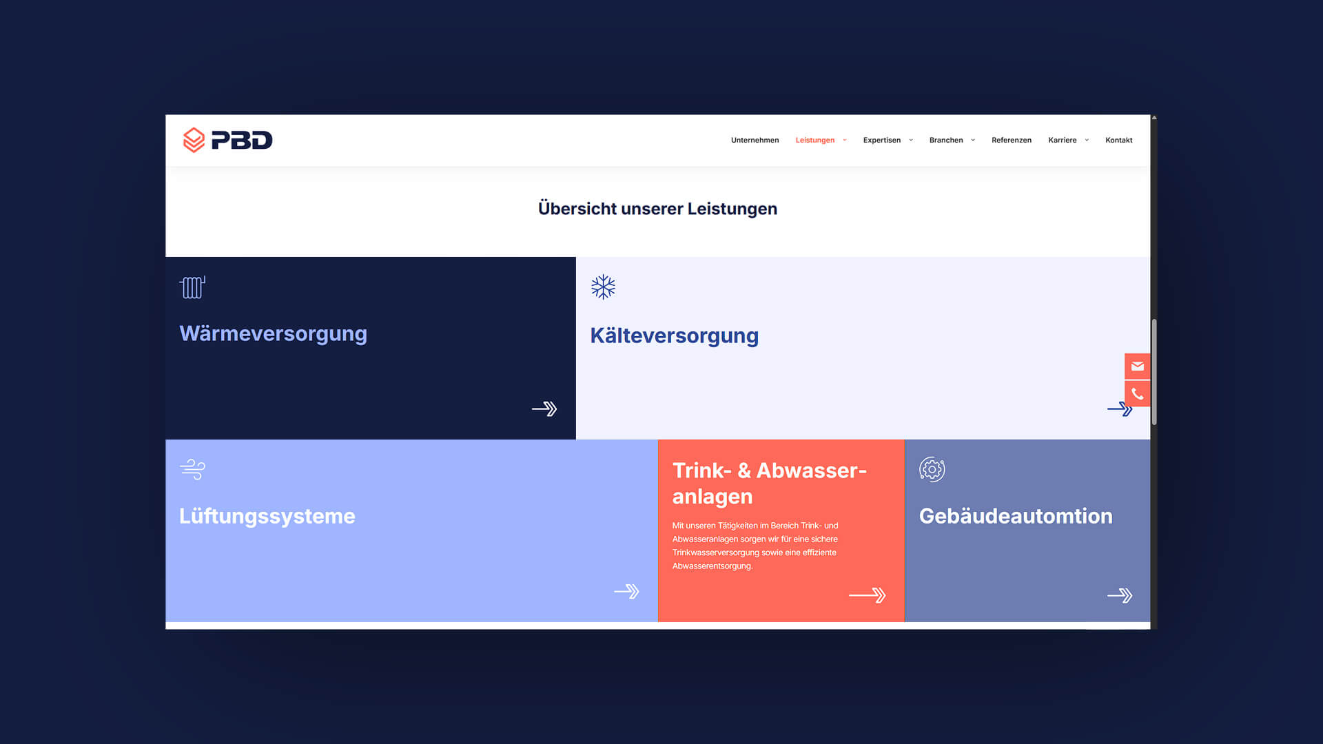 Abbildung der Webseite von PBD.