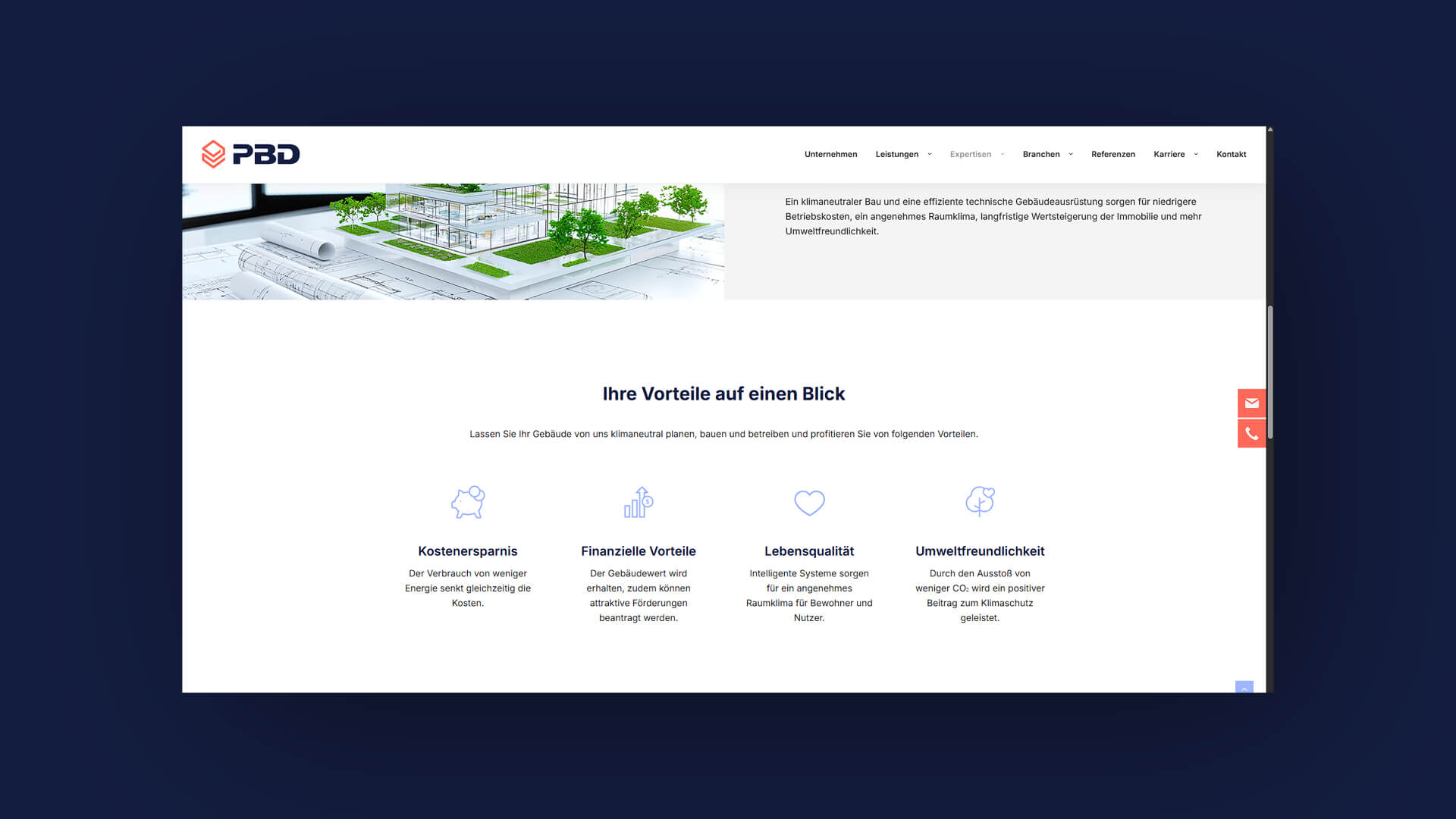 Abbildung der Webseite von PBD.