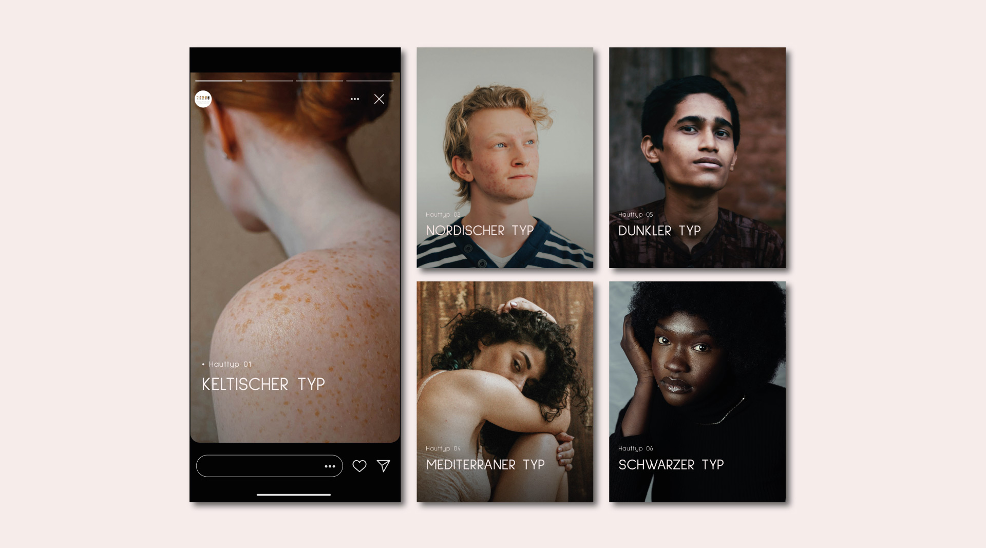 Abbildung von Social Media Posts und Stories von MVZ Die HautTypen